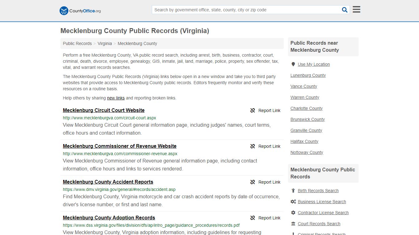 Mecklenburg County Public Records (Virginia) - County Office