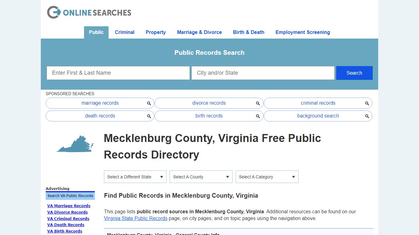Mecklenburg County, Virginia Public Records Directory