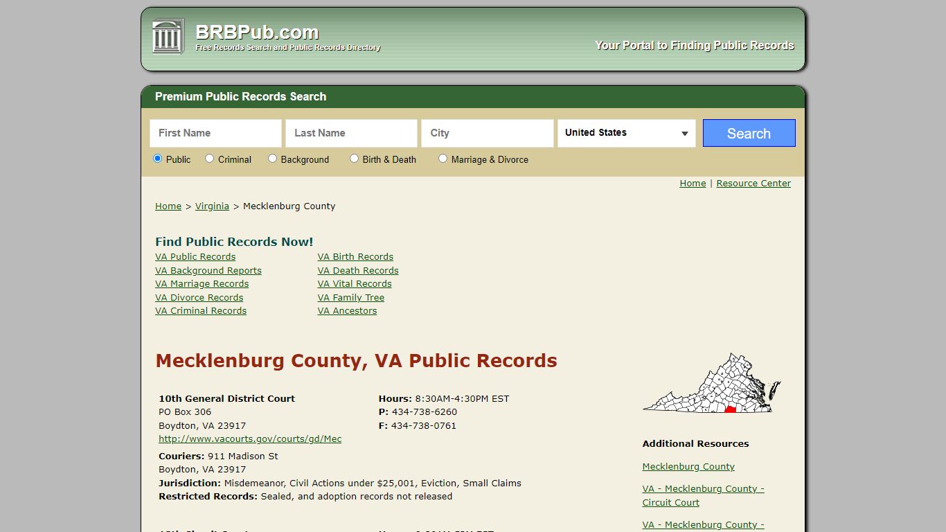 Mecklenburg County, VA Public Records - BRB Pub