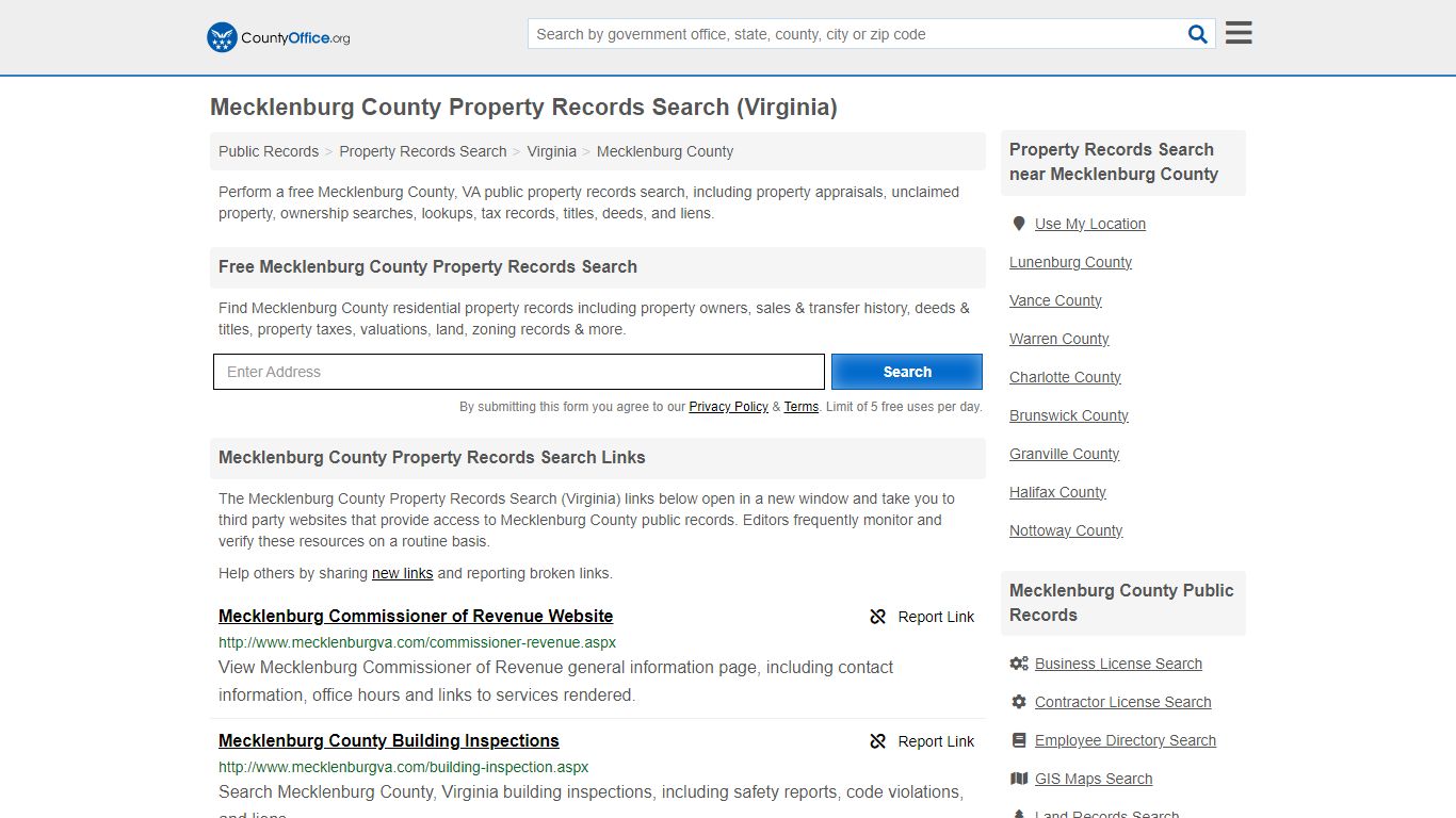 Mecklenburg County Property Records Search (Virginia) - County Office